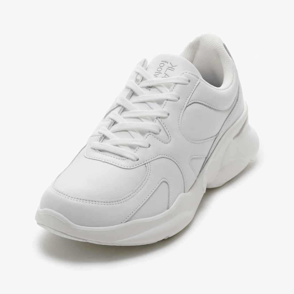Stylish White Walking Sneakers for Men That Can be Worn  to the Office.  Top Profile View